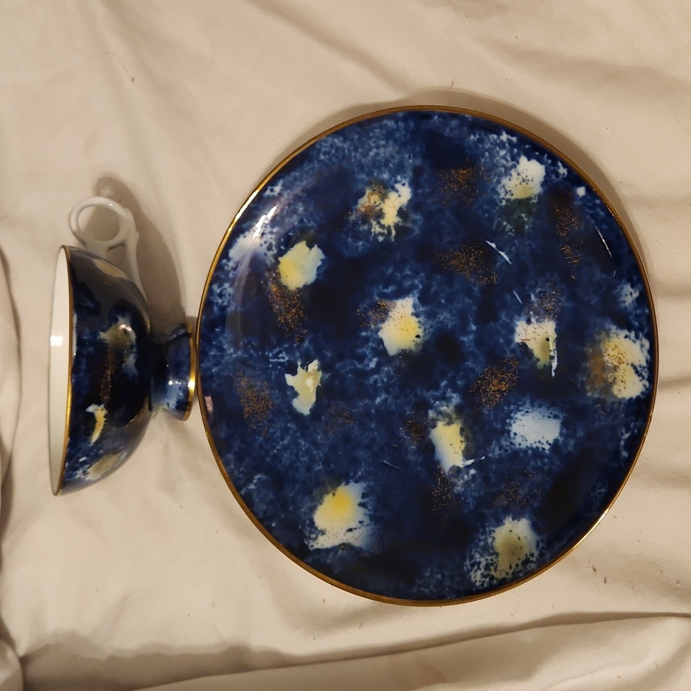 Vintage Wallendorf Echt Kobalt Porcelain Germany Cobalt Blue and Gold
